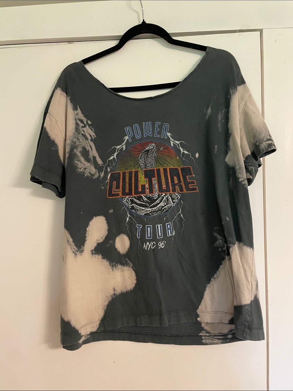 Power Culture Tour Tie-Dye Crewneck Tee - Gray/Beige